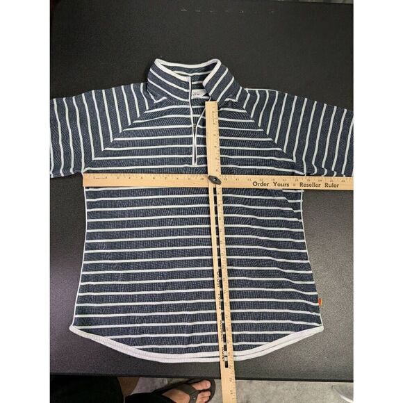 Orvis Sweatshirt Striped Button Long Sleeve Collared Blue/White Women's Medium - Picture 6 of 6